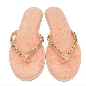 CHANEL Light Pink CC Terry Cloth Chain Thing Slippers Size 39 (8.5)